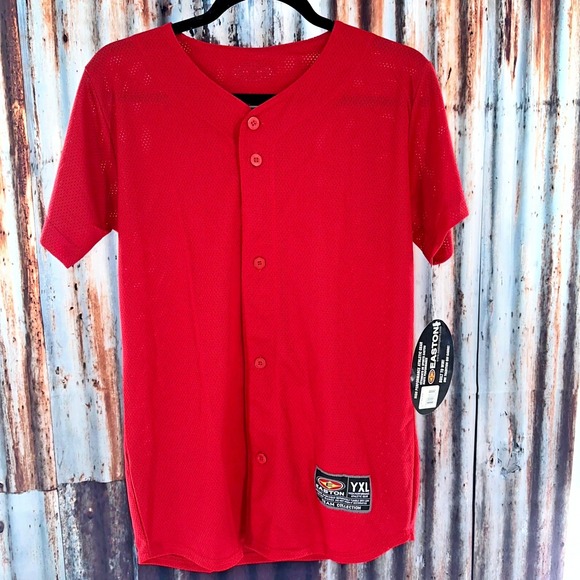Easton Other - Easton Youth XL (YXL) Red Mesh Baseball Jersey Button Up Team Collection NWT